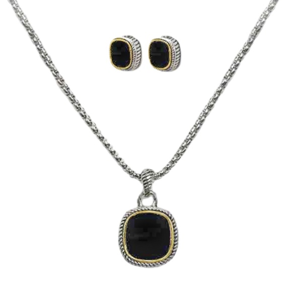 Cushion Pendant Necklace and Earring Set - Picture 1 of 3
